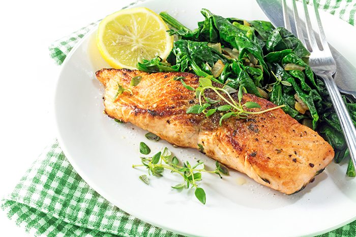 Spinach and salmon