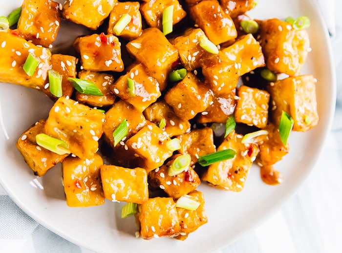 Orange airfryer tofu