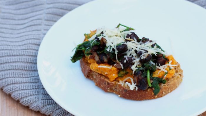 Sweet Potato Toast with Black Beans and Spinach